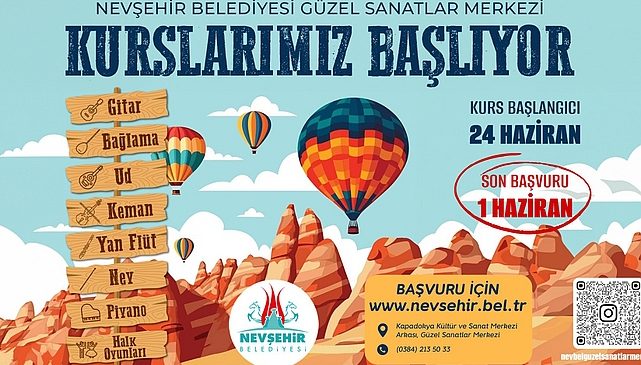 Nevşehir’de çocuk ve gençleri sanatla buluşturan Nevşehir Belediyesi Hoş Sanatlar Merkezi’nde açılacak olan yaz devri kursları için kayıtlar başladı